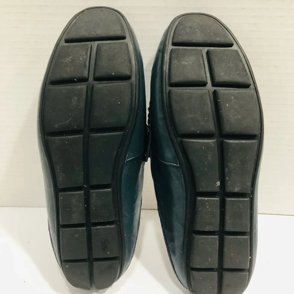 Go Tour Navy Leather Shoes Mule Loafer Backless Slip‎ On Driving Preppy Mens 6.5